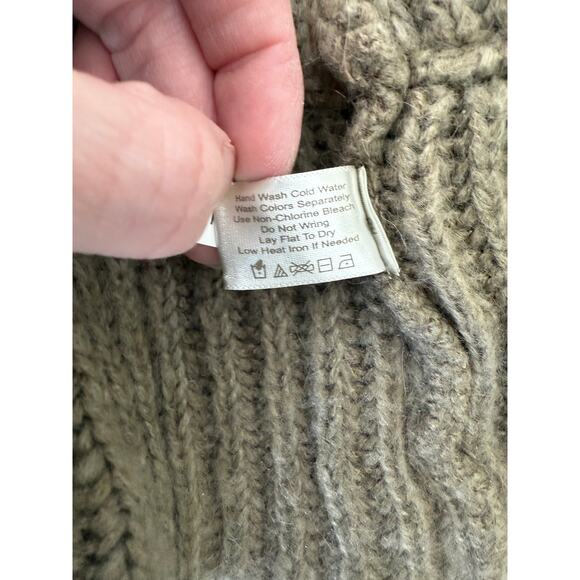 Boston Proper Neutral Mohair Faux Fur Pom Pom Knit Tie Waist Cardigan Sweater XS - Picture 8 of 9